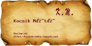 Kocsik Máté névjegykártya